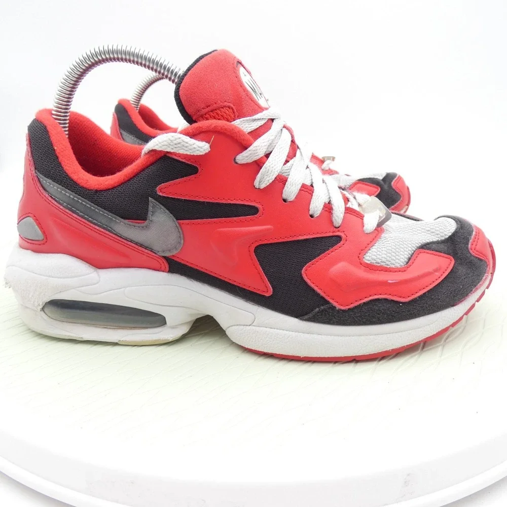 Nike Air Max2 Light AO1741-601 Mens 9.5 Running Shoes Red Black Silver Sneakers